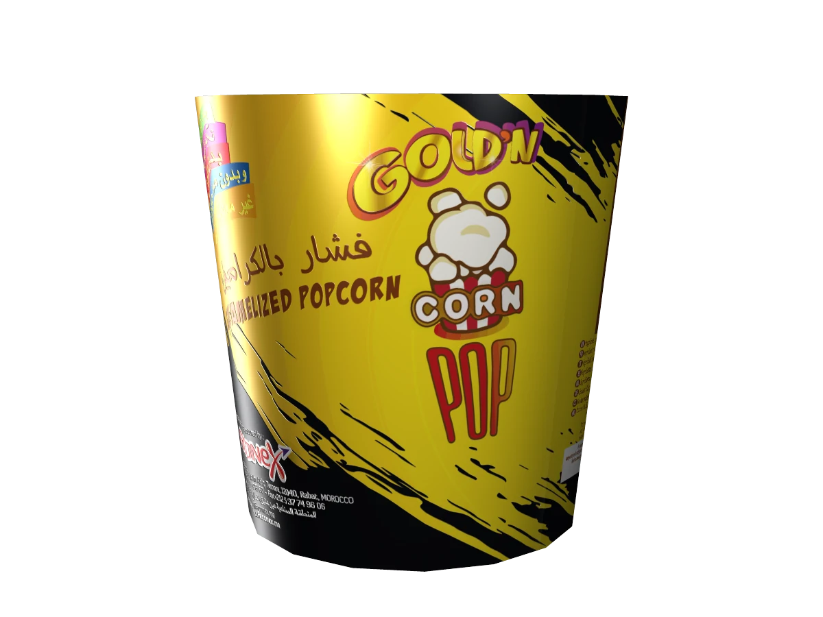 Rendu du packaging Faconex pop-corn caramélisé
