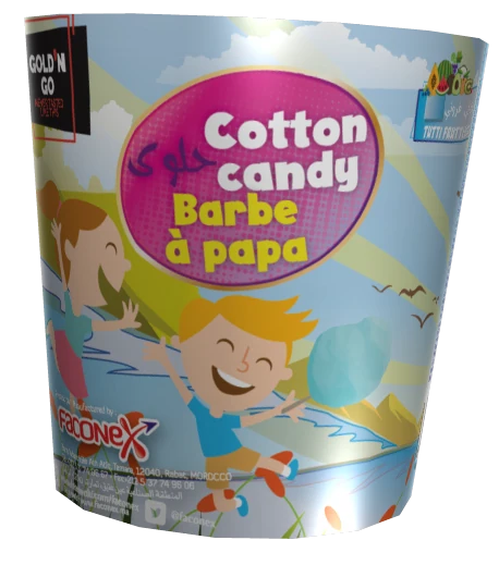 Rendu du packaging Faconex barbe à papa tutti frutti
