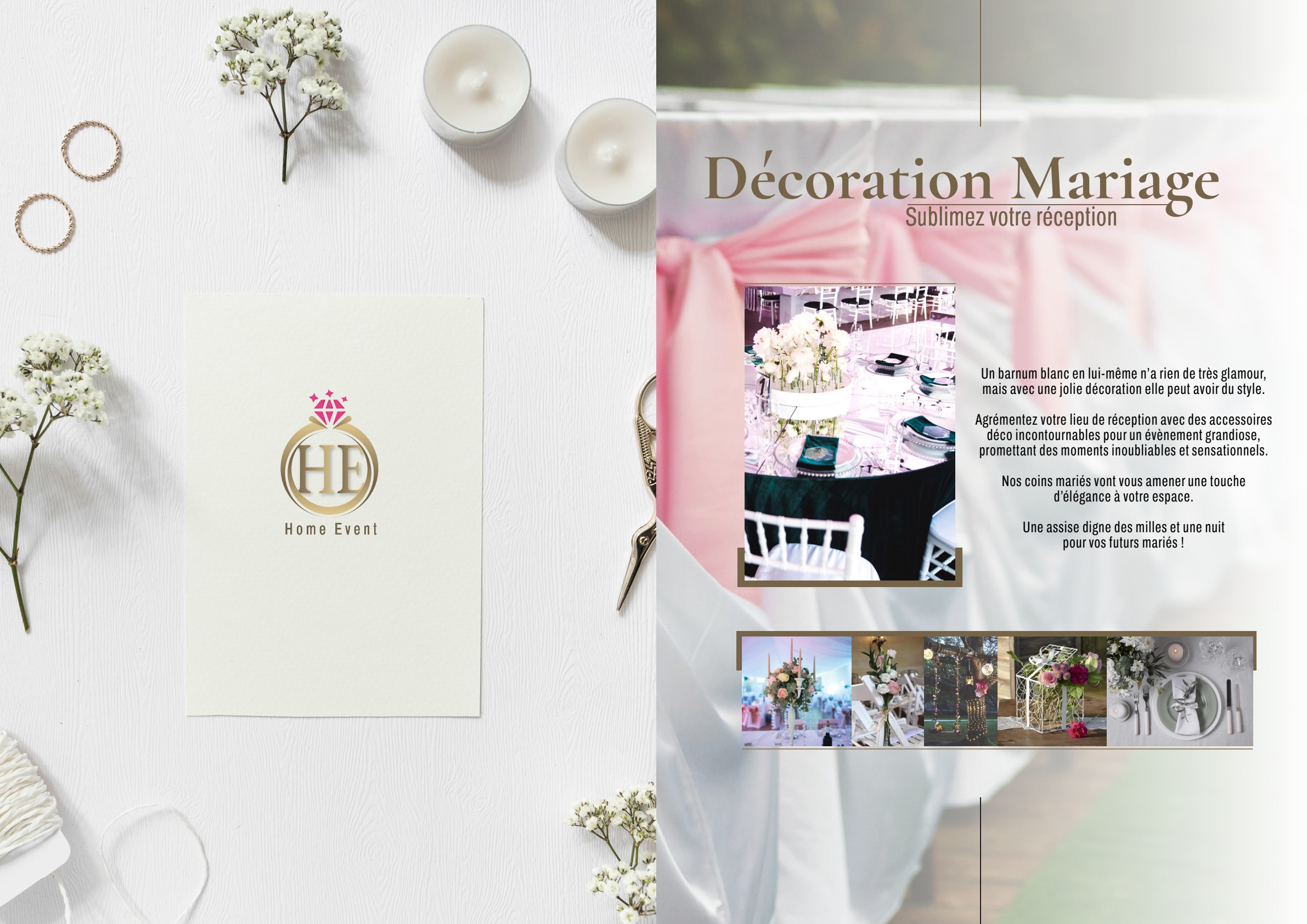Double page décoration de la plaquette Home Event