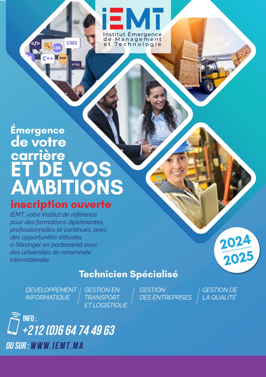 Flyer IEMT consacré aux cursus et aux métiers