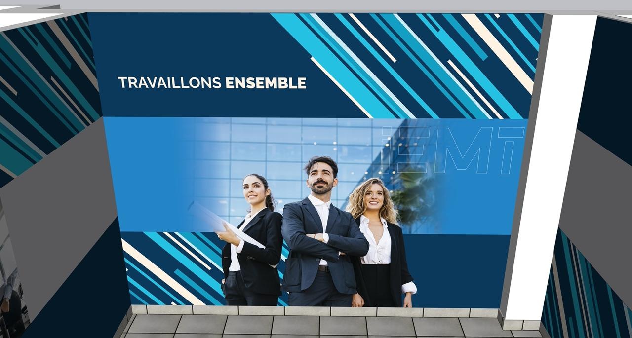 Simulation 3D de l’habillage bleu d’une salle IEMT